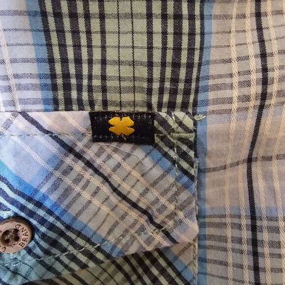 Lucky Brand Long Sleeve Shirt Size Large Button Up Blue‎ Green Plaid - Picture 5 of 6